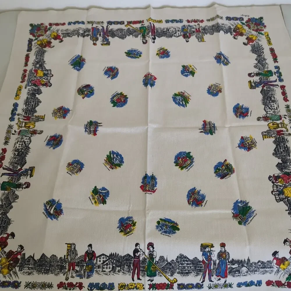 RARE‎ LOT Vintage Tablecloths Napkins Scandinavia Germany Dutch Maps 60s 70s EUC